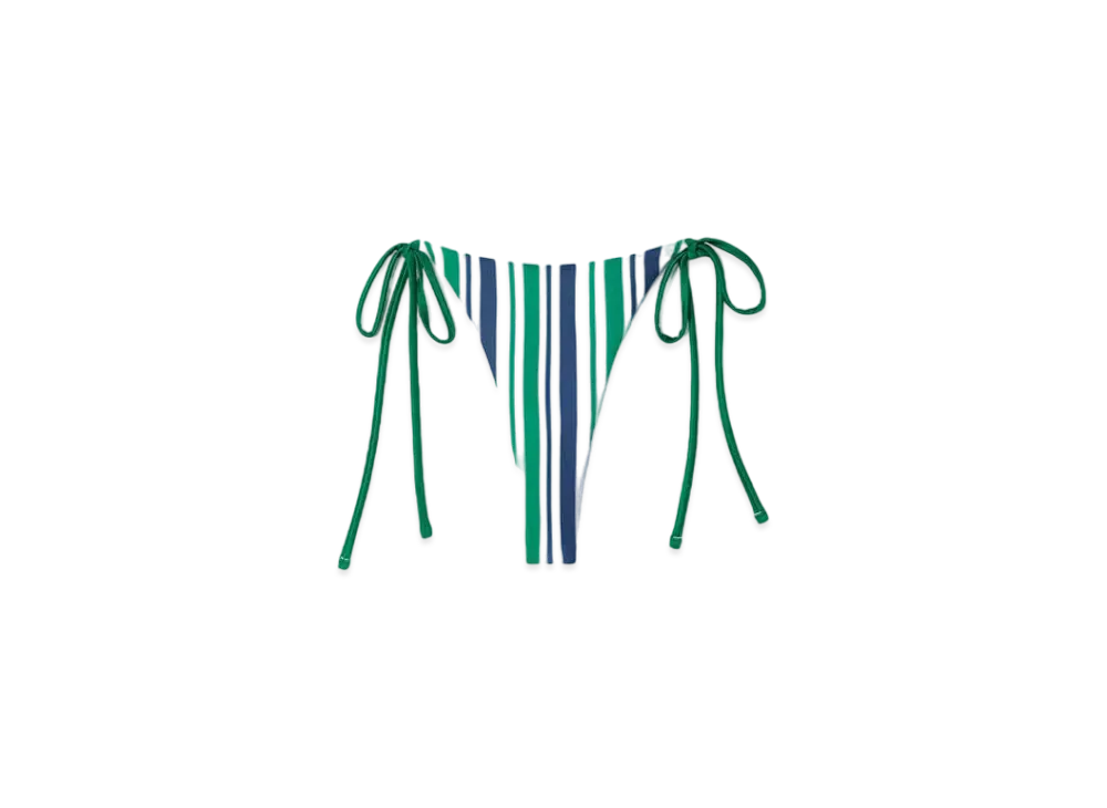 Casablanca Striped String Bikini Bottom "Green, Blue And White"