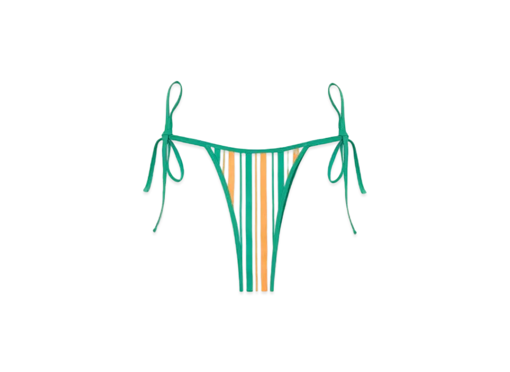 Casablanca Striped String Bikini Bottom "Orange, Green And White"