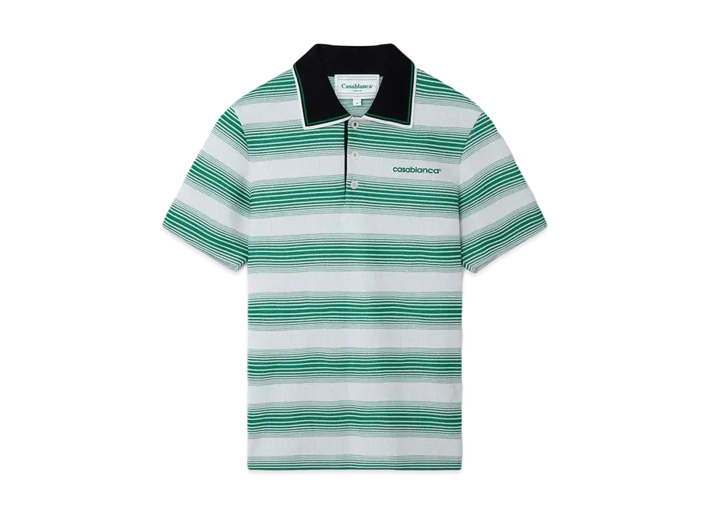 Casablanca Gradient Stripe Polo Shirt "White And Green"