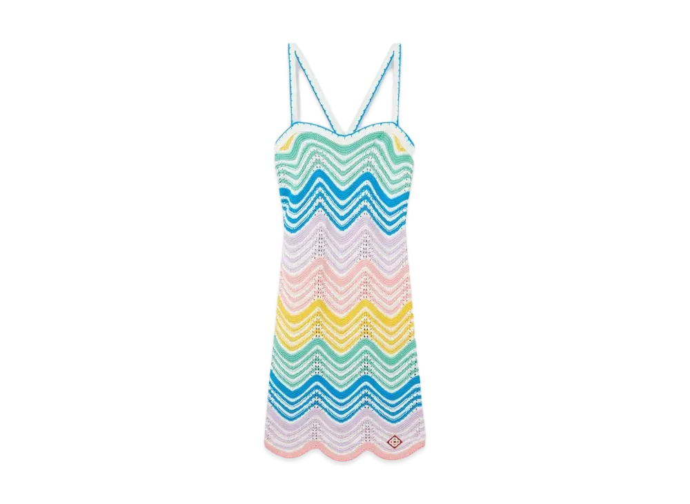 Casablanca Gradient Wave Crochet Dress "Multi"