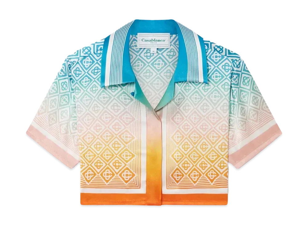Casablanca Gradient Monogram Cropped Silk Shirt "Multi"