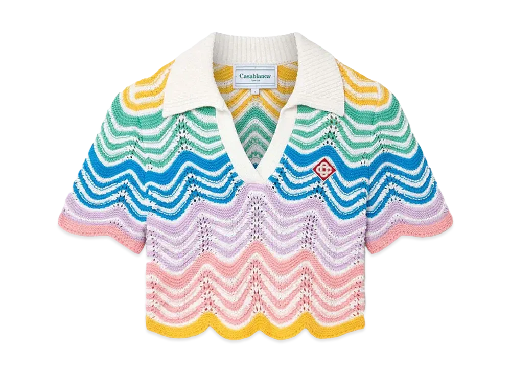 Casablanca Gradient Wave Crochet Top "Multi"