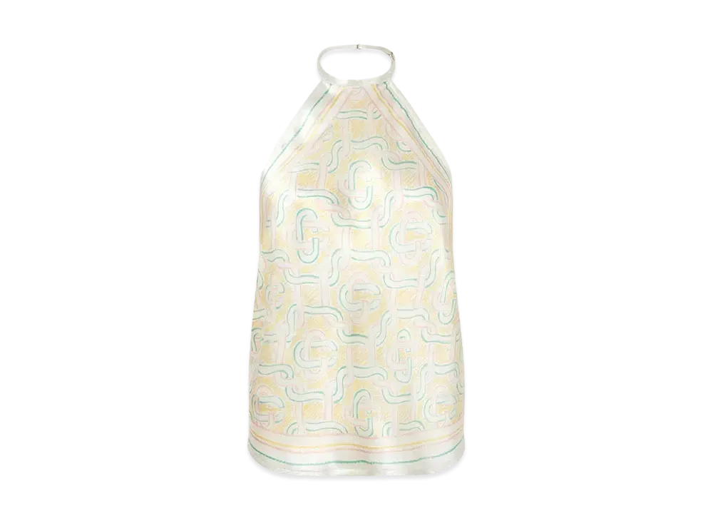 Casablanca Crayon Monogram Silk Scarf Top "Multi"