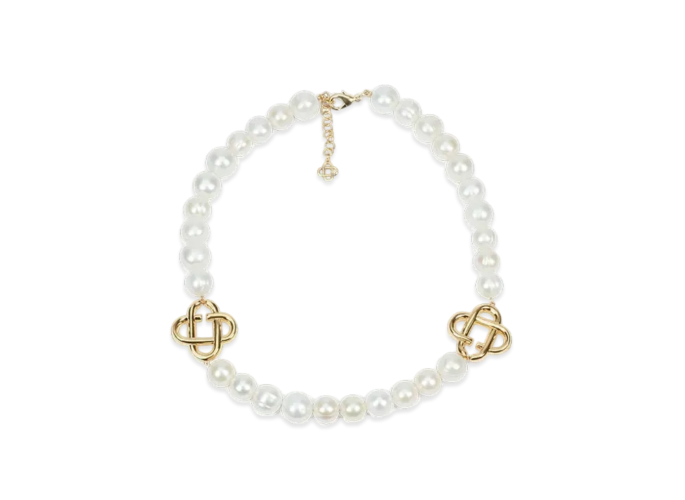 Casablanca Chunky Pearl Logo Necklace "White"