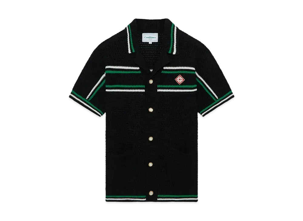 Casablanca Crochet Tennis Shirt "Black"