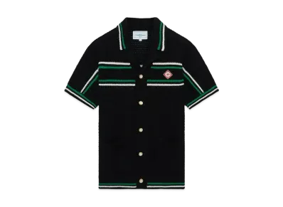 Casablanca Crochet Tennis Shirt "Black"