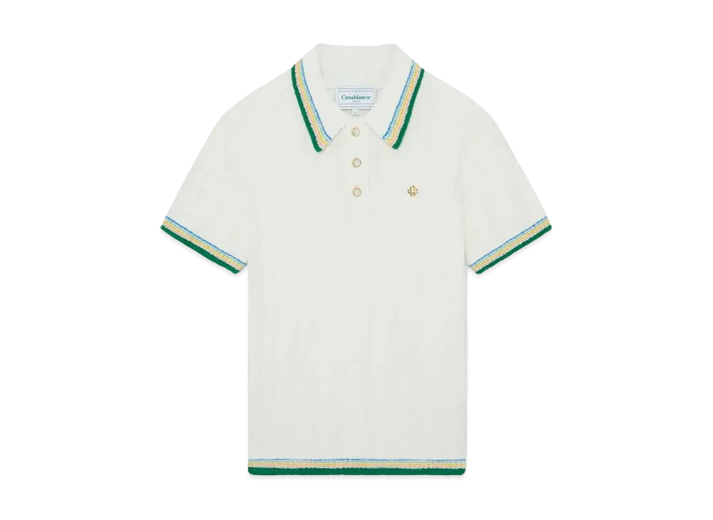 Casablanca Rib Boucle Polo Shirt "White"