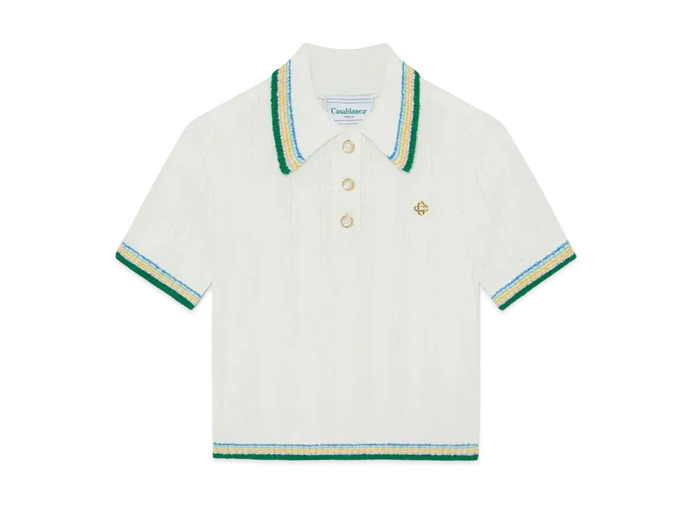 Casablanca Rib Boucle Polo Shirt "White"