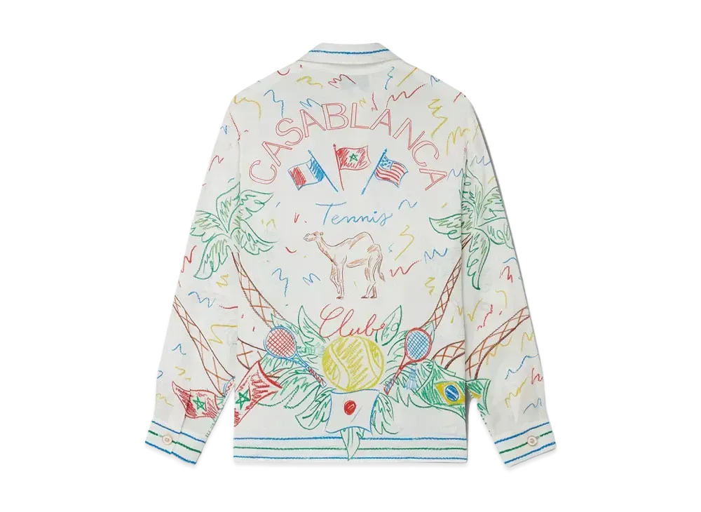 Casablanca Crayon Tennis Club Silk Shirt "Multi"