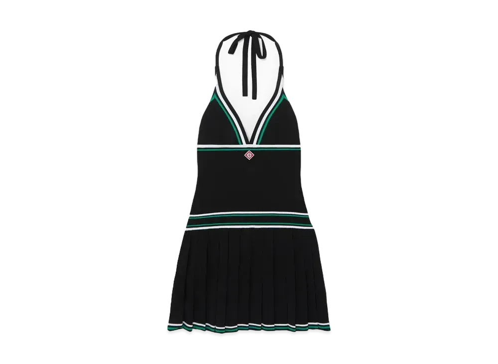 Casablanca Pleated Knit Day Dress "Black"