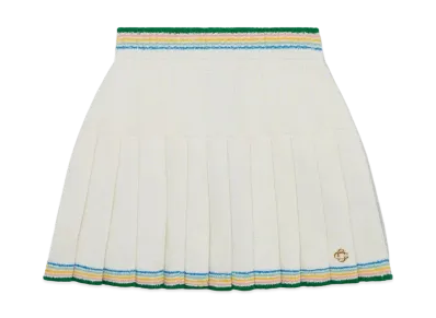 Casablanca Boucle Pleated Skirt "White"