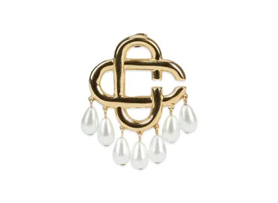 Casablanca Pearl Drop Logo Earrings "Gold"