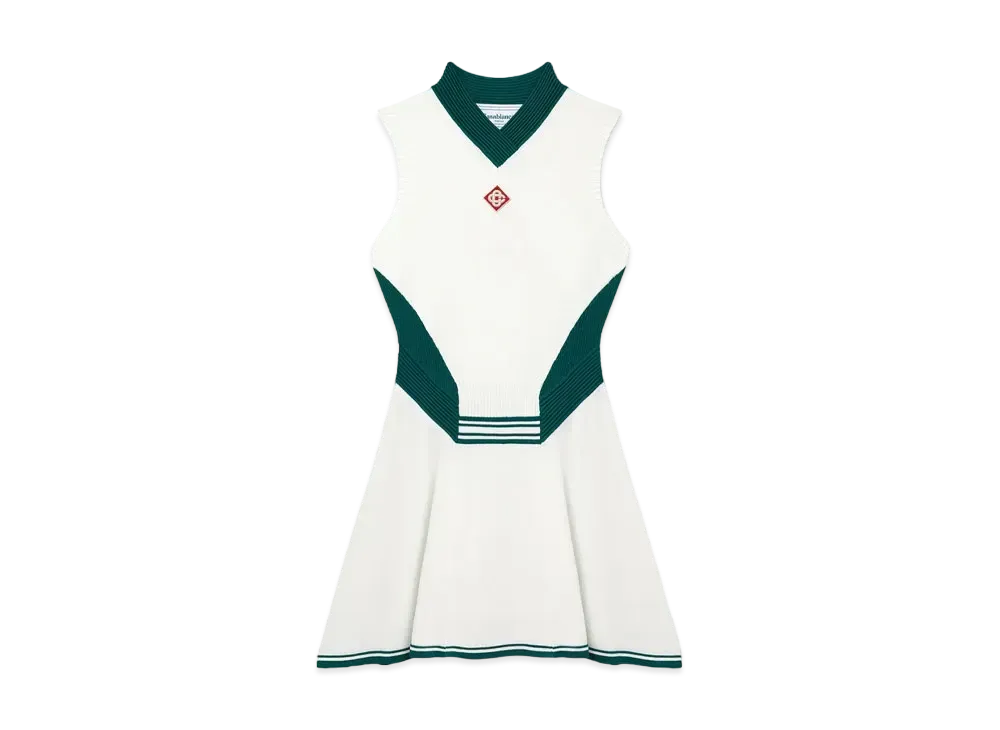 Casablanca Draped Tennis Dress "White And Green"