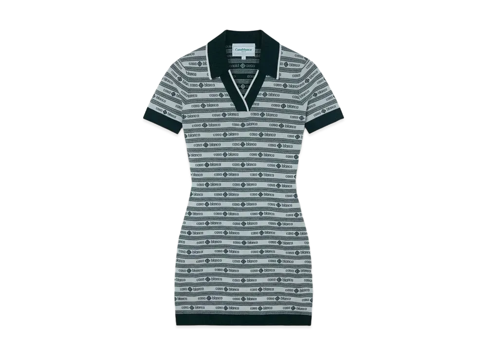 カサブランカ エバーグリーン ロゴ ポロ ドレス "エバーグリーン/ホワイト"