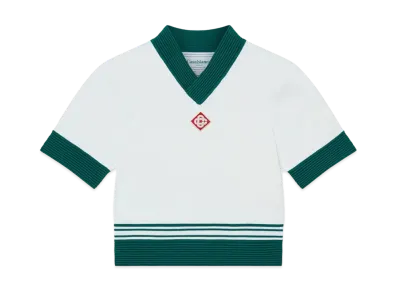 Casablanca Draped Tennis Top "White, Green"