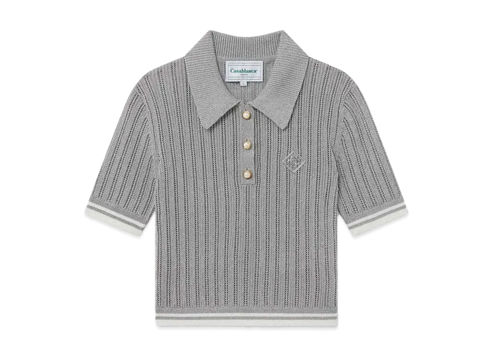 Casablanca Silver Short Sleeve Polo Shirt "Silver"