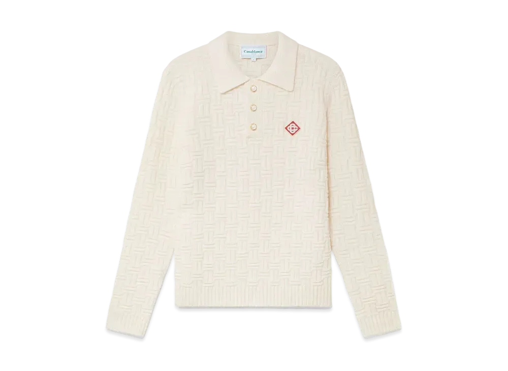 Casablanca Column Knit Polo Shirt "White"