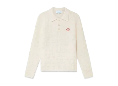 Casablanca Column Knit Polo Shirt "White"