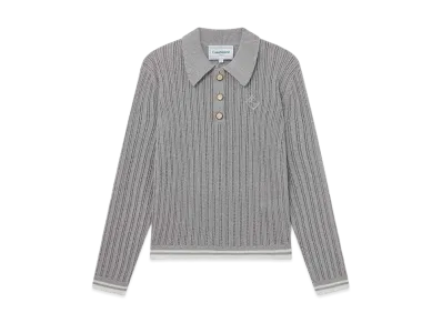 Casablanca Silver Long Sleeve Polo Shirt "Silver"