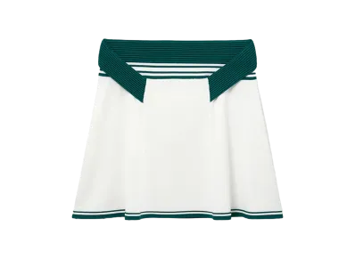 Casablanca Draped Tennis Skirt "White, Green"