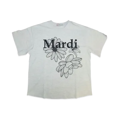Mardi Mercredi Tshirt Triple Flower "Oatmeal Black"