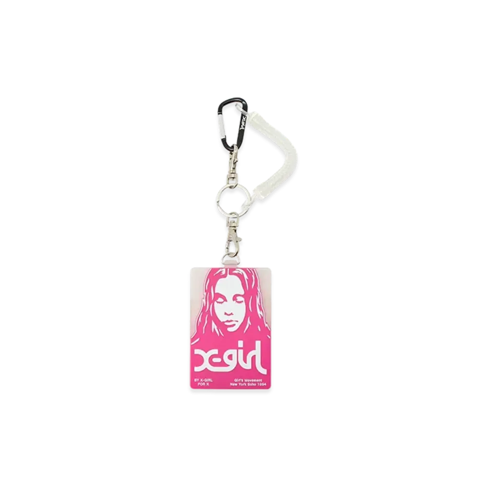X-Girl Women's Face Poster Rubber Pass Case "Pink"