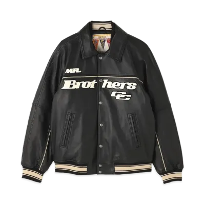 AVIREX x MR.BROTHERS CUT CLUB Varsity Leather Jacket "Black"