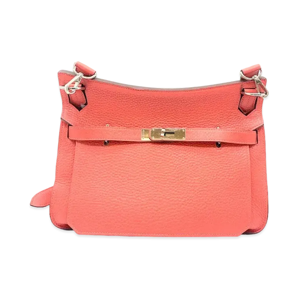 Hermes Jypsiere Clemence Leather Shoulder Bag "Rose"