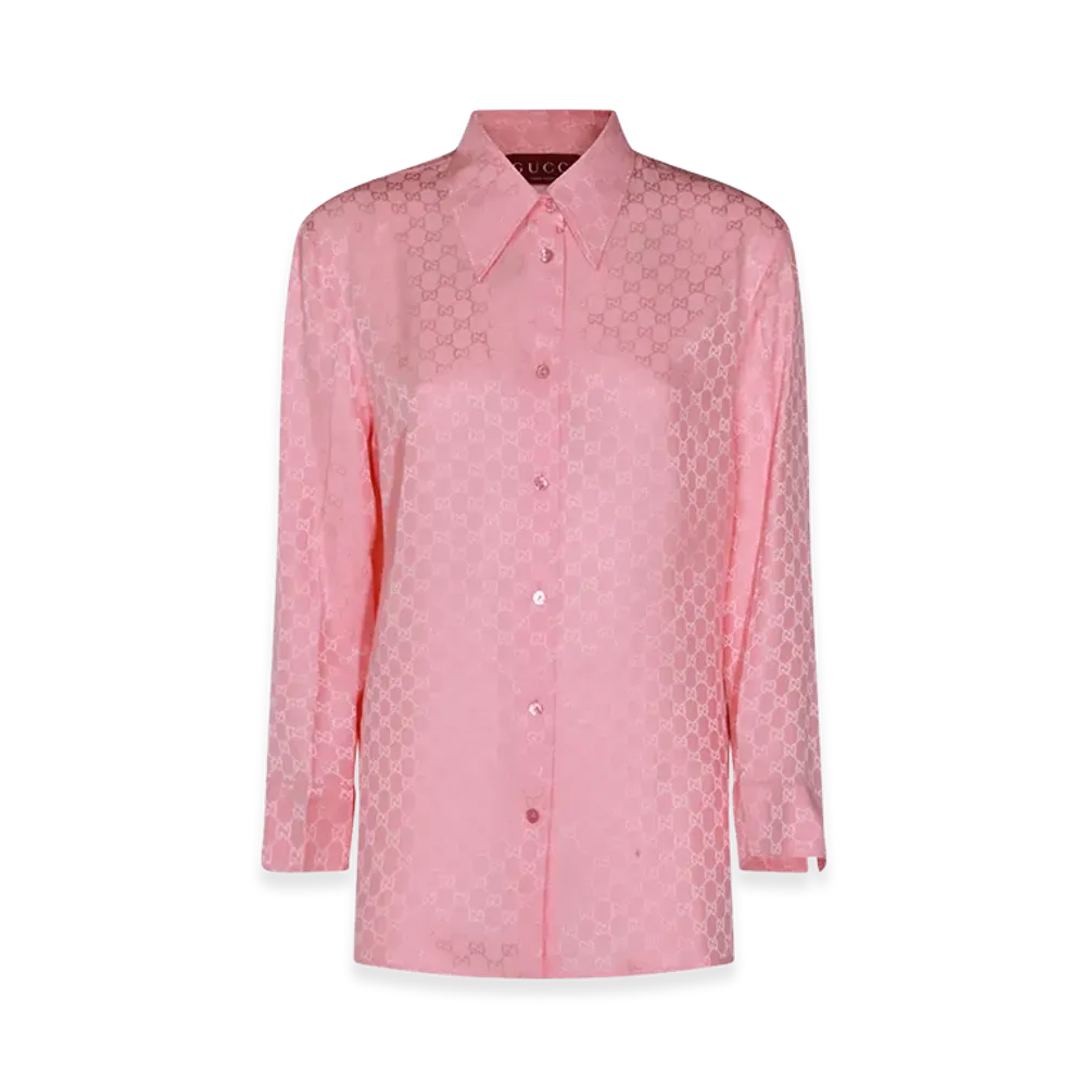 GUCCI Women's GG Silk Shirt "Pink"