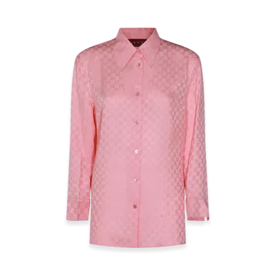 GUCCI Women's GG Silk Shirt "Pink"