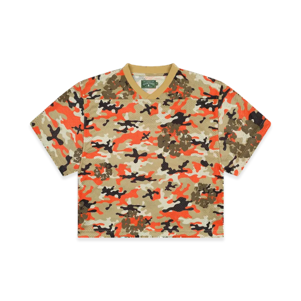 DENIM TEARS Camo Cotton Wreath Mesh Football Top "Brown"