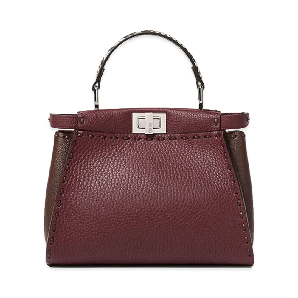 FENDI Women's Two-Tone Peekaboo Mini Bag "Bordeaux/Brown"