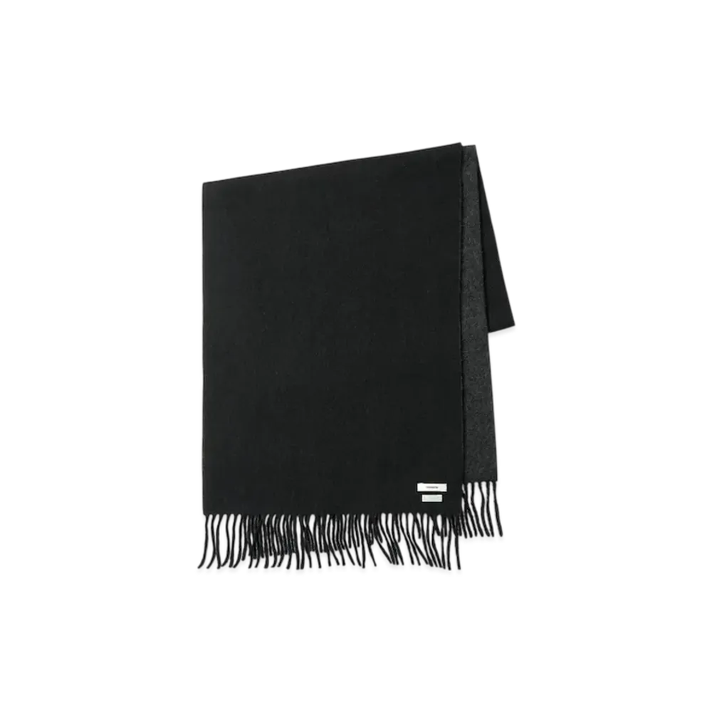everyone x A.PRESSE Cashmere Double Faced Scarf "Black/Charcoal"