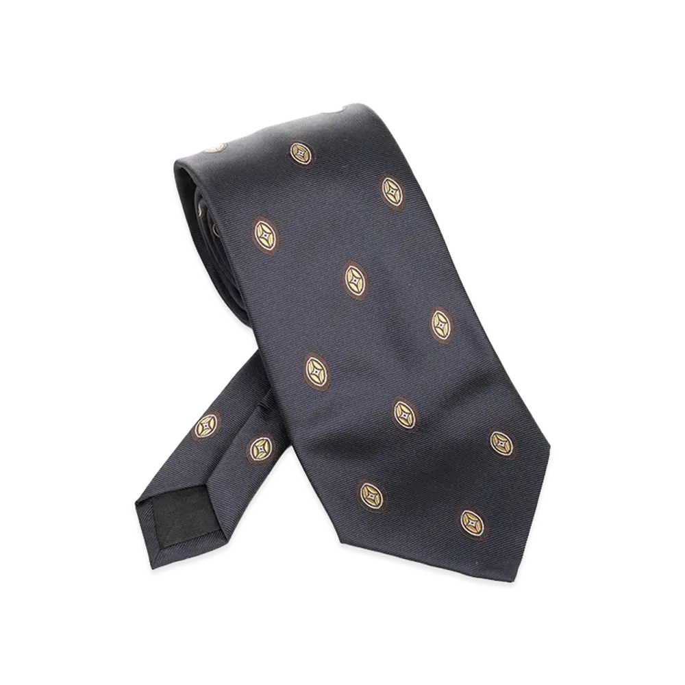 Saint Laurent Wide Tie With Medallion Pattern "Blue"