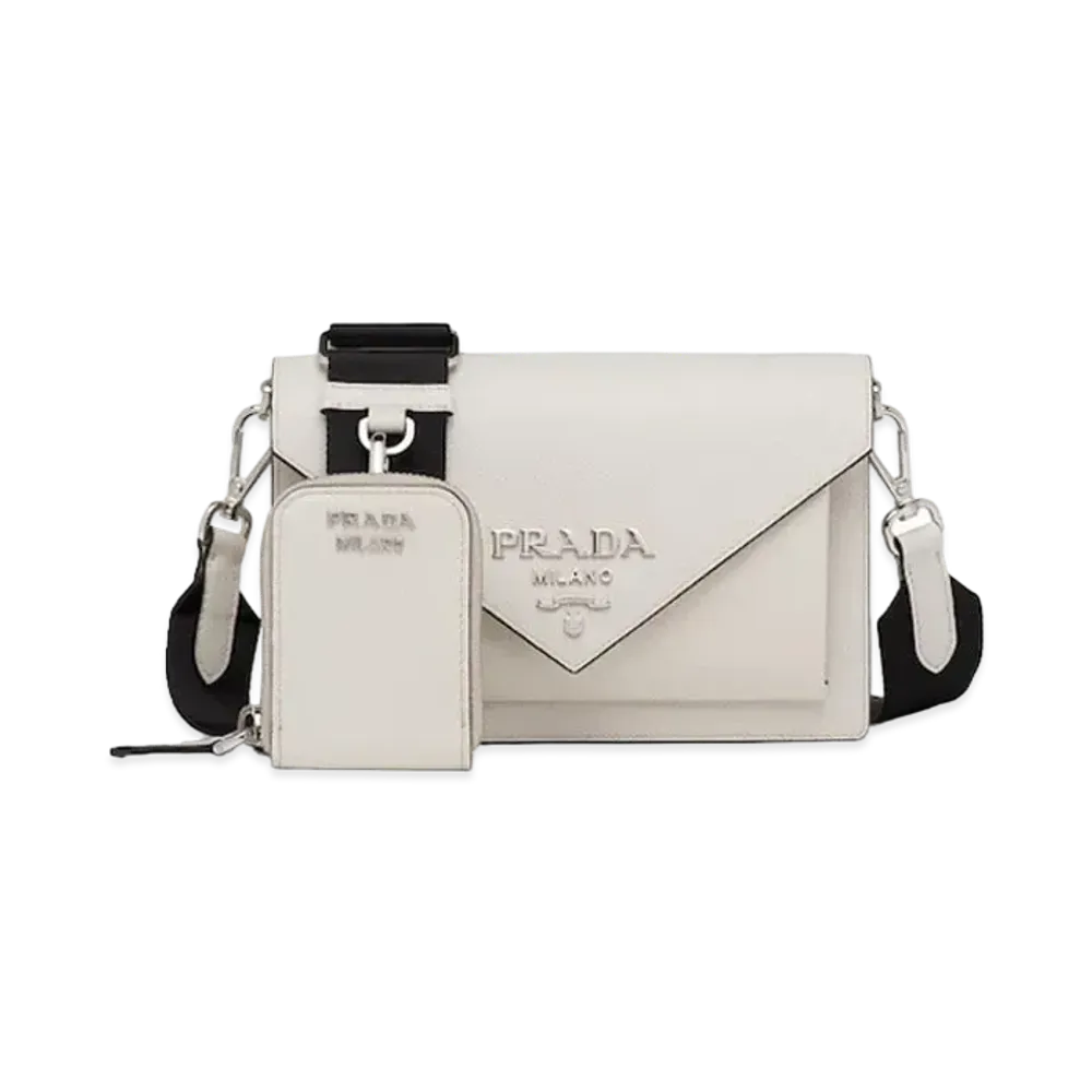 PRADA Saffiano Leather Mini Envelope Bag "Chalk White"