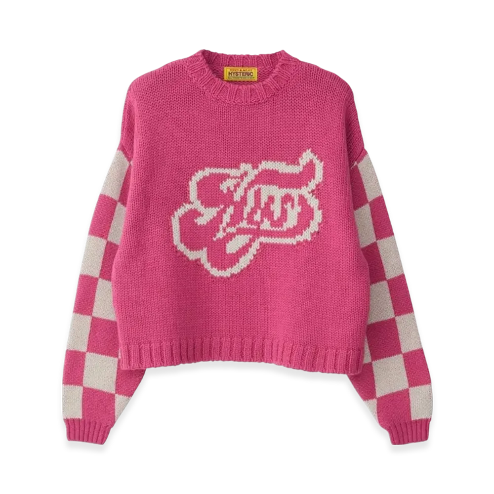 HYSTERIC GLAMOUR Swash Logo Jacquard Short Sweater "Pink"
