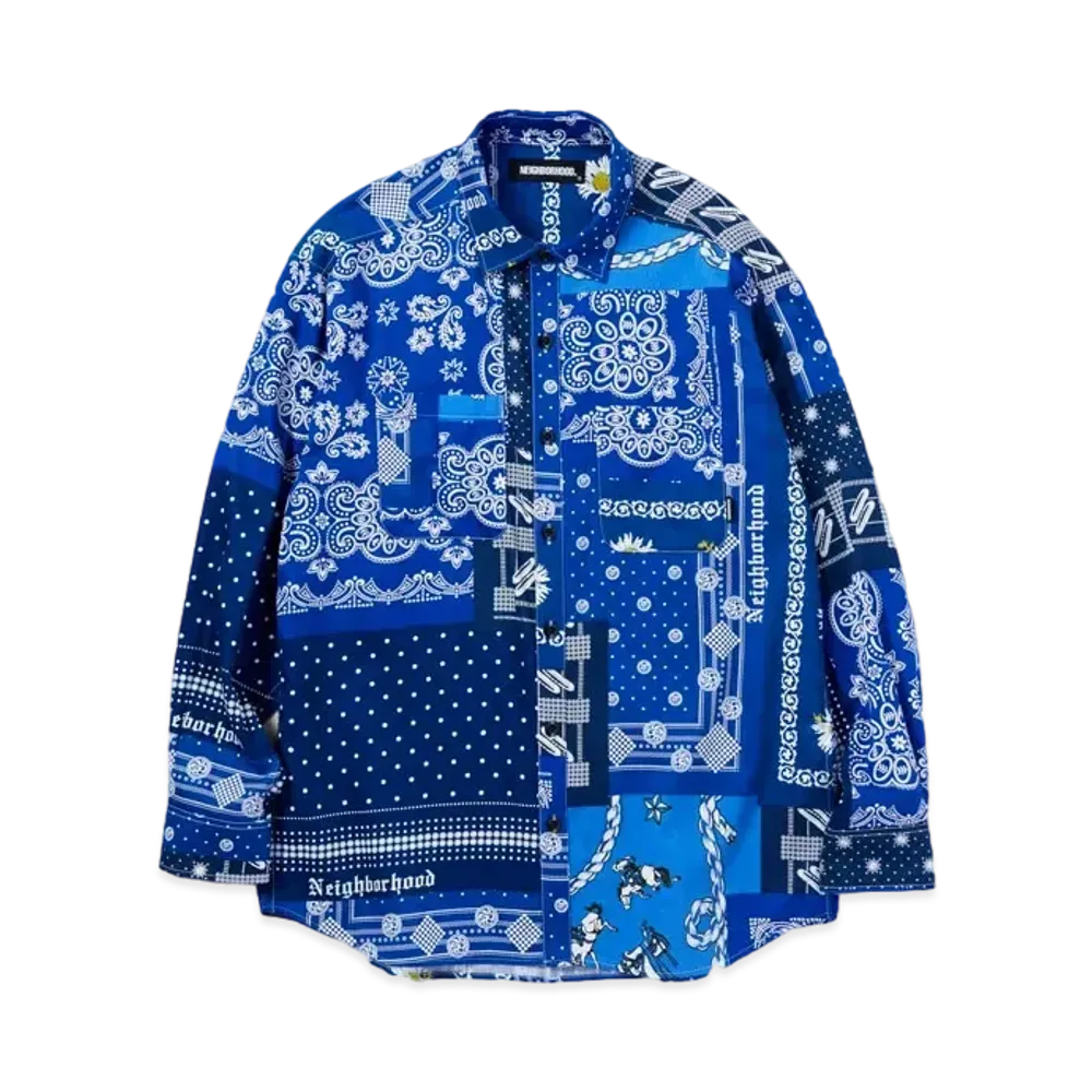 NEIGHBORHOOD BANDANA / C-SHIRT . LS "Navy"