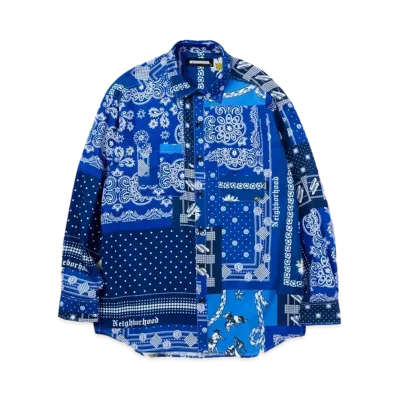 NEIGHBORHOOD BANDANA / C-SHIRT . LS "Navy"