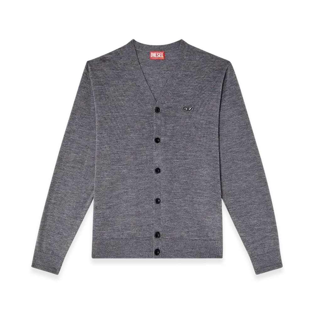 Diesel K-Volto Wool Cardigan With Cut-Out Logo "Gray"