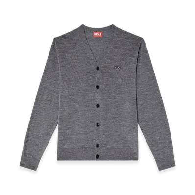 Diesel K-Volto Wool Cardigan With Cut-Out Logo "Gray"