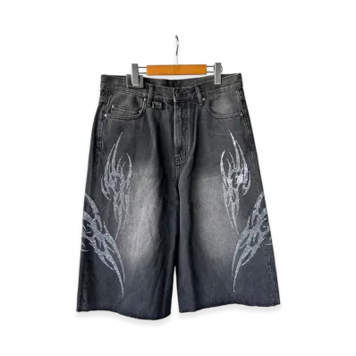 SUPPLIER Tribal Rhinestone Denim Shorts "Black"