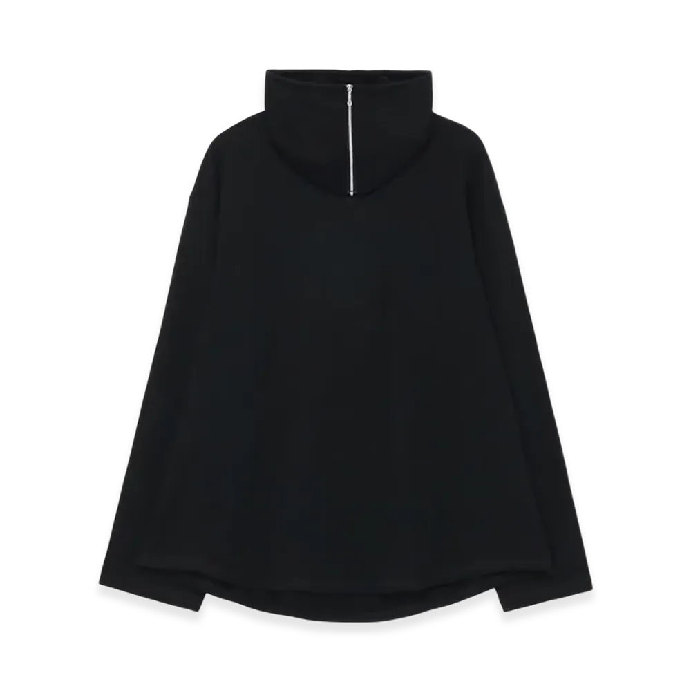 S'YTE Cotton Fleece High Neck Sweatshirt With Zipper Detail "Black"