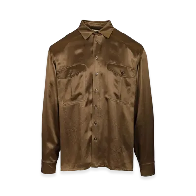 Saint Laurent Silk Satin Shirt "Green"