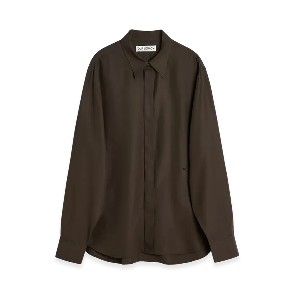 OUR LEGACY Evening Shirt "Draping Brown Liquid Tencel"