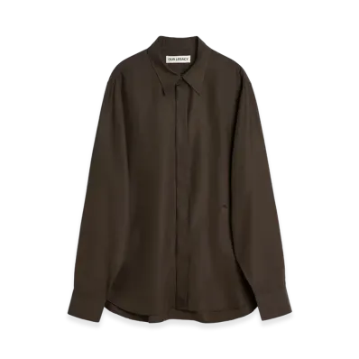 OUR LEGACY Evening Shirt "Draping Brown Liquid Tencel"