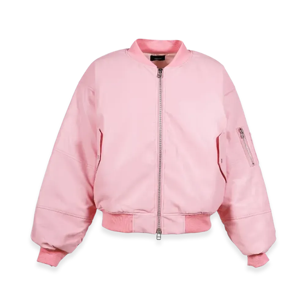 BREATH Faux Leather Bomber Jacket "Pink"