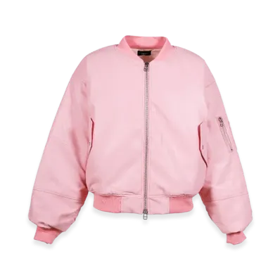 BREATH Faux Leather Bomber Jacket "Pink"