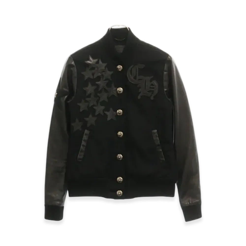 Chrome Hearts Letter Man Star Leather Patch Leather Sleeve Blouson "Black"