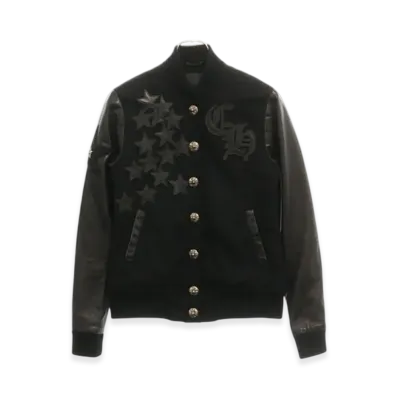 Chrome Hearts Letter Man Star Leather Patch Leather Sleeve Blouson "Black"