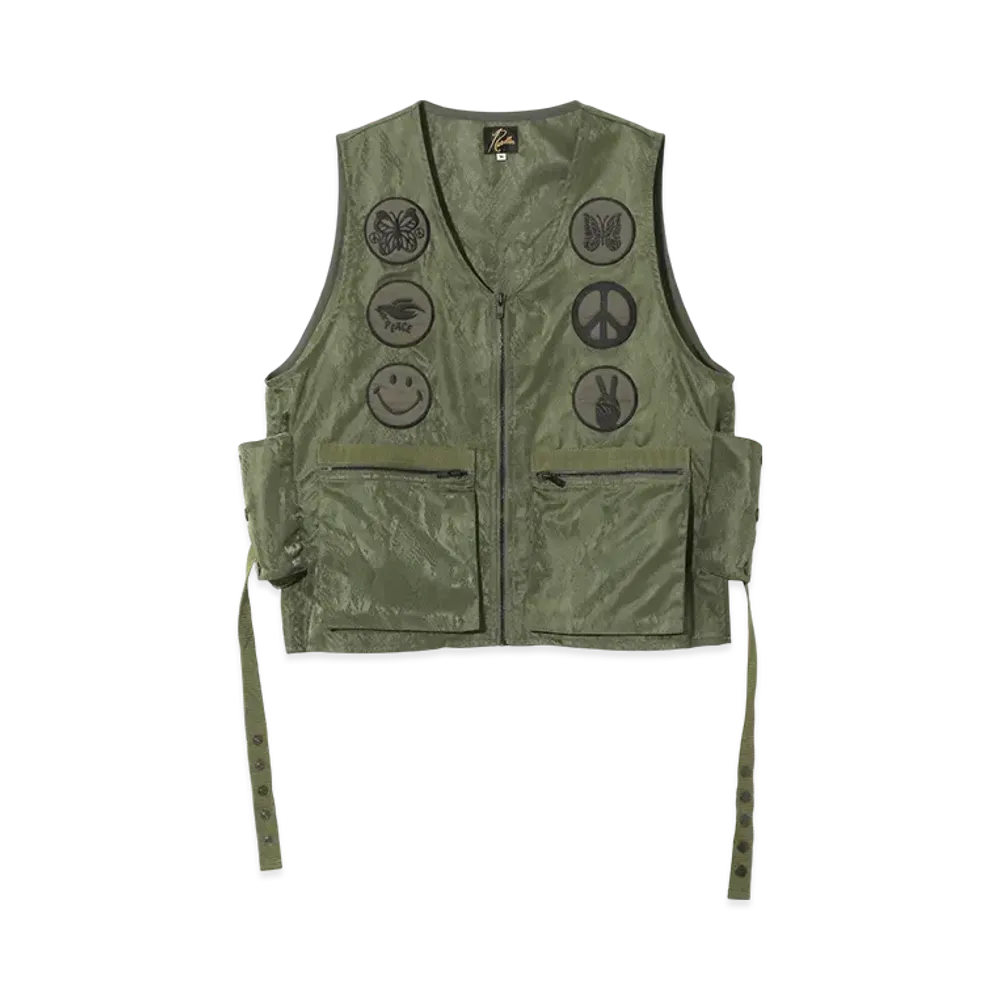 NEEDLES Radio Vest - Python Jacquard Sateen "Khaki"
